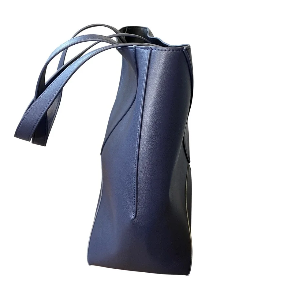 Walter Baker x Curateur The Kate Tote Navy Vegan Leather X-Stitch Tote Bag